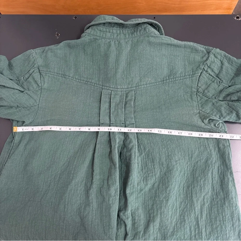 Free People Thalia Mini Shirtdress S Pullover Jacket Button Oversized Teal Boho - Picture 15 of 16